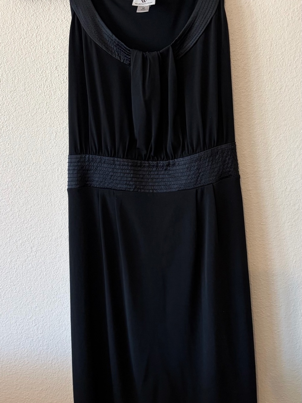 Worthington Black Sleeveless Maxi Dress Pleated Scooped Neckline Sz M